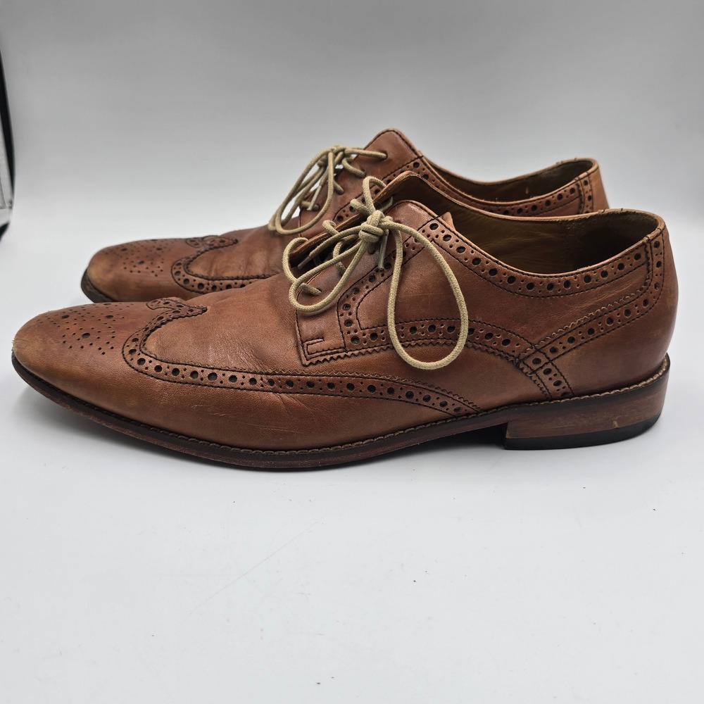 Cole Haan Mens Air Giraldo Wingtip Oxford Shoes Size 11 M British Tan Leather